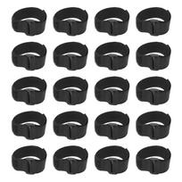20pcs Strapping Cable Ties with Hook and Loop Reusable Plastic Buckle Nylon Hook and Loop Fastener Black20x300mm