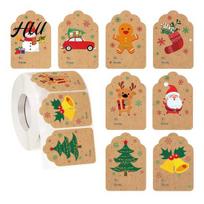 Festive Name Stickers 500Pcs/Roll Christmas Gift Tags Cartoon Santa Snowman Reindeer Tree to And from Claus Adhesive DIY Present Box Greeting