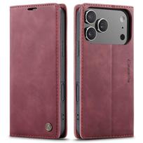 Applicable iPhone17PROMAX Leather Case S25iPhone Case16Flip cover card slot protective case anti-drop Samsung S7 raudona