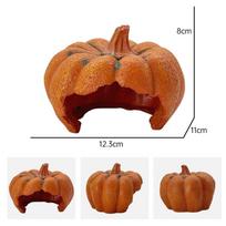 Halloween Hexagonal Hideaway: Pumpkin Cave for Lizard, Hermit Crab, Shrimp, Fish, Hamster, and Turtle Tank Décor Pumpkin House brown