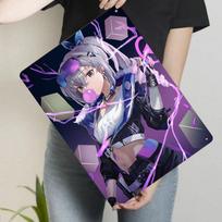Cyberpunk Style Anime Girl Metal Tin Sign Living Room Bedroom Study Decorative Painting Wall Art 20x30cm（7.8x11.8inch） gray