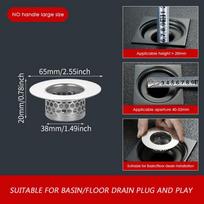 Anti Clog Sink Strainer Stainless Steel Waste Catcher Drain Filter  Kitchen Bathroom Accessories A3 gray
