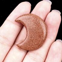 30mm Natural Agate Crystal Crescent Moon Ornament - DIY Accessory
