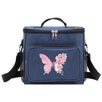 Lunch Box Thermal Handbag Cooler Organizer Case Outdoor Travel Waterproof Shoulder Lunch Bag for Men and Women Butterfly Pattern