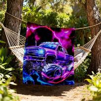 Monster Truck Žaibas Lauko Flaneliniai pledai, kelionėms, Namų pledai, Tinka visiems sezonams, Kalėdinės dovanos. R1127233 80x120cm purple