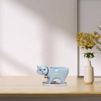 Cat Shape Planter Cartoon Flower Pot Bonsai Ornament Cute Kitten Flowerpot for Indoor and mėlyna