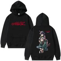 Roko Grupė Gorillaz Hoody Vyriškas Laisvalaikio Fleece Megztinis Vyriškas Moteriškas Hip Hop Mada Vintage Per dydį Madingi Hoody Gatvės Mada XXL black
