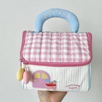 Korean Style Dopamine Mini Handheld Makeup Bag: Stylish, Multi-layer Portable Travel Toiletry Organizer gray