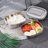 Double Layer Stainless Steel Lunch Box Bento Food Container Outdoor Travel Picnic gray