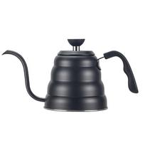 Kavos virdulys, Arbatos kavos virdulys su termometru, 1200 ml nerūdijančio plieno žąsies kaklelio plonas snapelis, 1.2L juoda