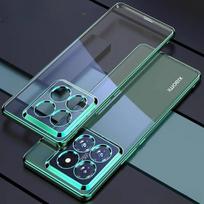 Dengiamas silikoninis dėklas, skirtas Xiaomi 14T Pro 14 T 13T 12T 11T Pro Galvaninis skaidrus, atsparus smūgiams minkštas TPU galinis dangtelis, skirtas Xiaomi Mi14TPro Mi 11T Pro žalia