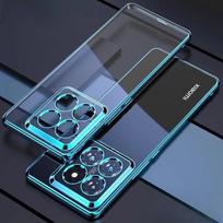 Dengiamas silikoninis dėklas, skirtas Xiaomi 14T Pro 14 T 13T 12T 11T Pro Galvaninis skaidrus, atsparus smūgiams minkštas TPU galinis dangtelis, skirtas Xiaomi Mi14TPro Mi 12T mėlyna