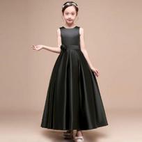 Girls Princess Formal Dress Flower Girl Piano Performance Dance Gown 160 juoda