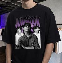 Jungkook Portrait Tee | K-Pop Band Shirt, Black & Purple Photo Print L black