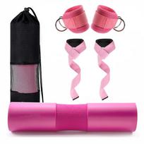 Barbell Pad Set Gym Lifting Straps Hip Thrust Pads Powerlifting Deadlift Gym Ankle Strap Booty Band Men Women Home Gym Workout St Practical Use pink
