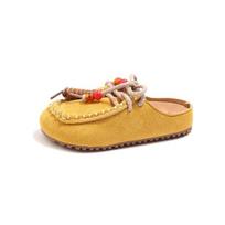 Girls Retro Beaded Slide-On Mules Casual Flat Sandals Kids Ages 4-12 EU 26, Insole Length 17.3cm geltona