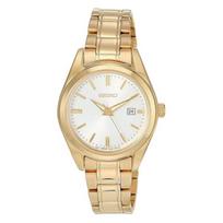 SEIKO 100 meters waterproof Quartz Steel Strap 29.8mm women's watch white dial SUR632 mėlyna