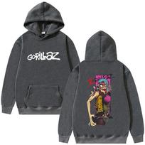 Gorillaz Band Hoodie Men Women Hip Hop Rock Fashion Oversized Sweatshirt Male Casual High Quality Fleece Hoodies L black