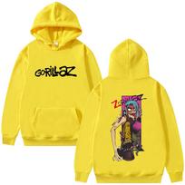 Gorillaz Band Hoodie Men Women Hip Hop Rock Fashion Oversized Sweatshirt Male Casual High Quality Fleece Hoodies M yellow