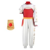Halloween Cosplay Costume for Adults and Kids  Hooded 3 Piece Outfit Set with Yellow Wristband 130 raudona