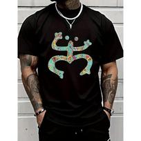 Front with Puerto Rican tree frog art pattern print crew neck short-sleeved T-shirt breathable fabric sports style 3XL gray