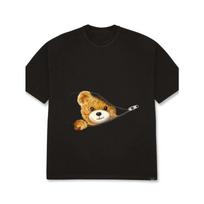 Oversized T-Shirt Black Teddy Bear Zipper Design Casual Streetwear Fashion Unisex Top for Men and Women Daily Wear Outfit XXXXL juoda