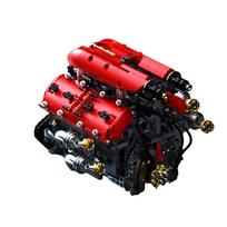 Electric V8 Engine Building Blocks Motorized Turbocharged Model DIY Assembly Toy Desktop Decoration STEM Gift for Adults Kids red