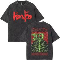 Washed Vintage Anime Dorohedoro Haru Graphic T Shirt Men Women Gothic Metal Manga Rock T-shirt Men's Casual Oversized T-shirts 100 black