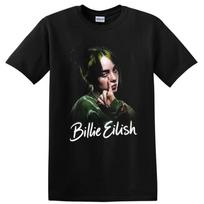 Billie Eilish Portrait T Shirt Pop Music Fan Art Green Hair Concert Tee Gift XXXXL black