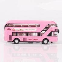 1:36 mastelio dviaukštis autobusas žaislinis automobilis modelis lydinio liejimo garsas šviesa atitraukiamas durys atsidaro transporto priemonės kolekcionuojami daiktai gimtadienio dovana rožinė