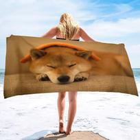 Puppy Shiba Inu Series Seaside Vacation Beach Towel Swimming Bath Towel Microfiber Sports Towel For more sizes, contact customer service. brown
