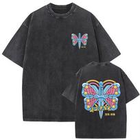 JoJo's Bizarre Adventure Jolyne T-Shirt Vintage Washed Cotton Graphic Tee Unisex Oversized Crew Neck Short Sleeve Anime Streetwear Top Merch Gift S black