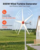 800W 12V Wind Turbine Generator, 5-Blade Wind Turbine Kit with MPPT Controller, High-Efficiency 3-Phase AC Permanent Wind Power Generator for RVs,