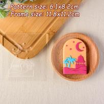 EID Mubarak Fondant Cookie Cutter Stamp Acrylic Embossed Mold Moon Star Church Biscuit Cutter Ramadan Islamic Muslim Cake Decors beige