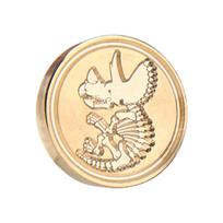 Vintage Seal Wax Stamp Cretaceous Period Dinosaur-Theme Archeologist Essential Brass Heads Stamps for Card/Envelope/Gift beige