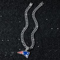 Ledinis naujojo Anglijos Patriots pakabukas ant kaklo Lydinio paauksuotas Kristalinis Kubietiškas grandinėlės Nacionalinės futbolo lygos komandos logotipas Papuošalai 20inch(50cm) black
