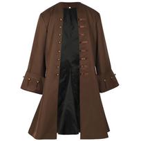 Vyriškas pirato paltas striukė kostiumas viduramžių steampunk vintažinis frakas uodegos paltas gotikinis viktorietiškas Helovino smokingo paltai XL brown