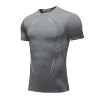 Compression Running Shirt Men Quick Dry Short Sleeve Sportswear For Male Gym Clothing Fitness Tee Training Workout Top Printing XL gray