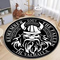 Viking Inspired Round Rug with Norse Symbols and Celtic Patterns Floor Mat for Nordic Decor Adding Mystic Ancient Charm 40x40cm gray