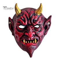 Parties Devil Mask Halloween Red Cosplay Mask, Creepy Golden Horned Demon Latex Lightweight Masquerade Costume Party Full Face for Men Adults Horror raudona