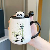 Mug Gift Box 2026 New Female Panda Cup Souvenir Ceramic Water Cup Coffee Cup 301-400ml black