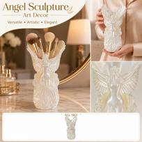 3D Printed Angel Wings Pen Holder Sculpture Desktop Organizer Creative Flower Pot Decorative Art Figurine for Office Home Desk Accessories One Size beige