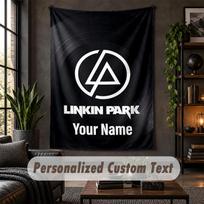 Personalized Wall Tapestry,Linkin Park Custom Text, Soft Fabric Wall Art For Indoor Decoration 100cmx150cm black