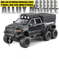 1:32 Dodge Tyrannosaurus RAM TRX Visureigis Pikapas Lydinio Automobilio Modelis Garsas Ir Šviesa Atgal Traukiamas Vaikų Žaislas Kolekcionuojami gray