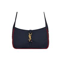Saint Laurent Ysl Le5A7 Bronze Metal Hardware Logo Hook Nylon Crossbody Bag Women Shoulder Bag Navy-Blue 733294-FABI3-4095 Basic Set (Bag+Dust Bag) black