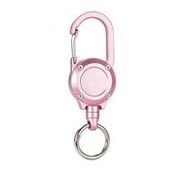Heavy Duty Retractable Keychain Steel Cable Retractable Key Clip Retractable Key Holder  Outdoor rožinė