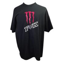 Vtg Monster Energy Fox Racing T Shirt Tee 2XL Black Y2K Logo Motocross Gildan Unisex T-Shirt M black
