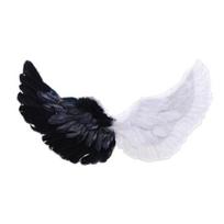 Angelo plunksnų sparnai su elastiniais dirželiais Ryškios spalvos lengvi kostiumai Cosplay Wings fotografijos rekvizitai juoda balta spalva