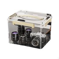 Kameros objektyvų laikymo dėžutė, Atspari drėgmei sausa dėžutė, Elektroninės įrangos organizatorius, Nešiojama, Didelė Transparent Cream 38.5x30.5x28.5cm