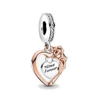New Heart &Mum Glitter Globe Mum Dangle Charm Beads Fit Original Fashion Bracelet Diy Jewelry For Women white